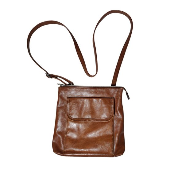 Relic By Fossil Faux Leather Brown Small Square Crossbody Bag NWOT - Picture 1 of 9
